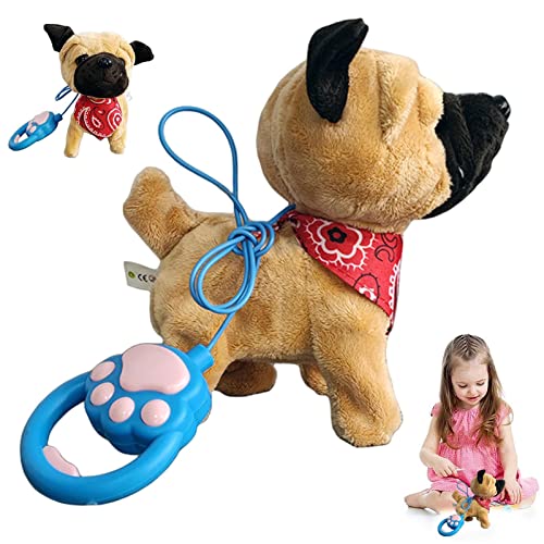 Rianpesn Cachorro de Peluche electrónico,Juguete Interactivo electrónico de Animales de Peluche - Juguete de Control de Sonido de Peluche de Perro electrónico con Correa de Control Remoto Cachorro