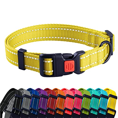 CollarDirect Collar Perro Reflectante para Perros Grandes Pequeño Medianos y Cachorros con Hebilla Fácil de Abrochar - Collar Nailon Apto para Nadar - Variedad de Colores y Tamaños