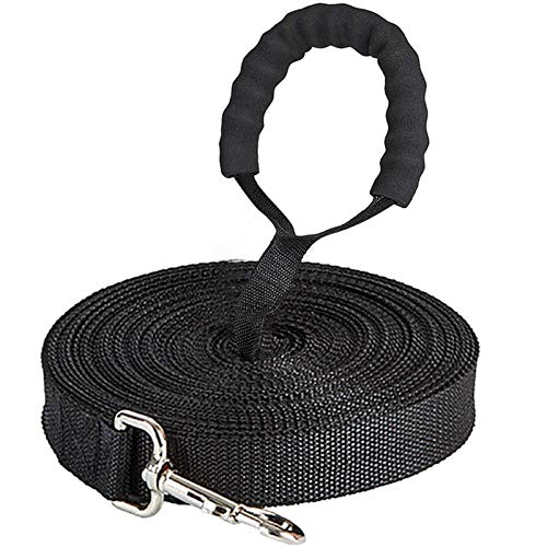 Correa de Adiestramiento para Perros,5m /10m/20m/30m Correa Perro Larga,Cuerda para Perros Manos Libres, Correa de Fuerte de Perro para Perros Pequeños Medianos y Grandes con Negro (10m / 30 pies)