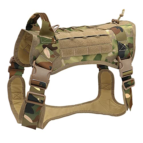 Arneses Tipo Chaleco, S.Lux Chaleco Molle para Entrenamiento con ArnéS para Perro ArnéS TáCtico para Perros Medianos Y Grandes, Chaleco De Patrulla ArnéS 1000d Resistente para Perro (XL, Camuflaje)