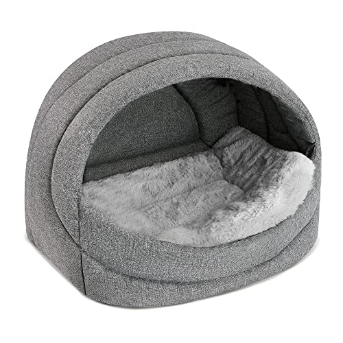 SuperKissen24. Cama Pequeños Medianos Grandes Perros y Gatos - Casetas Perros para Uso en Interiores - Cama Cueva Impermeable - Oeko-Tex Certificado - 61x45x41 cm - Claw Gris