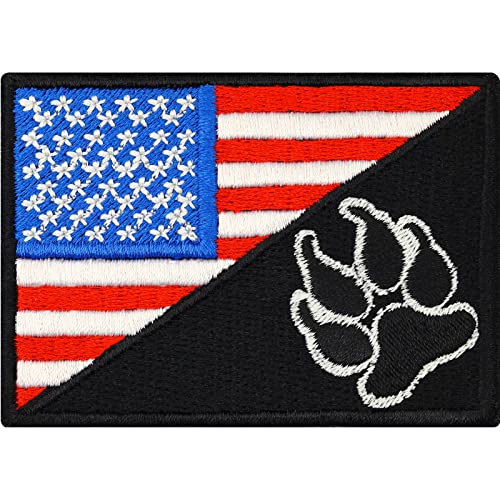 Parche con bandera de Estados Unidos K9, bandera de policía y perro con bordado, K9, parche de policía para coser a la correa del pecho, 70 x 50 mm