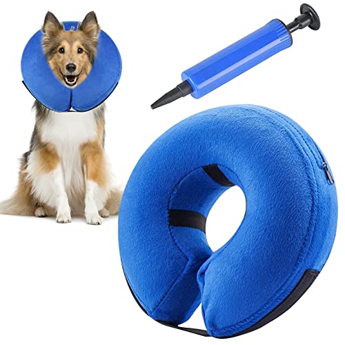 AKOFIC Collar de Recuperación Inflable para Perros, Collar de Protección Ajustable Hinchable de Mascota Perro, Cono de Cuello Isabelino para Perros Gatos Mascotas Recuperación de Cirugía o Heridas