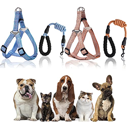 Arnés Perro Ajustable, Senteen 2pcs Arneses Perros Antitirones Chaleco Perro Transpirable Arnés De Seguridad Perro Cómodo Dog Harness para Perros, Gatos, Cachorros, Tren, Paseo,con Nylon Correa Perro