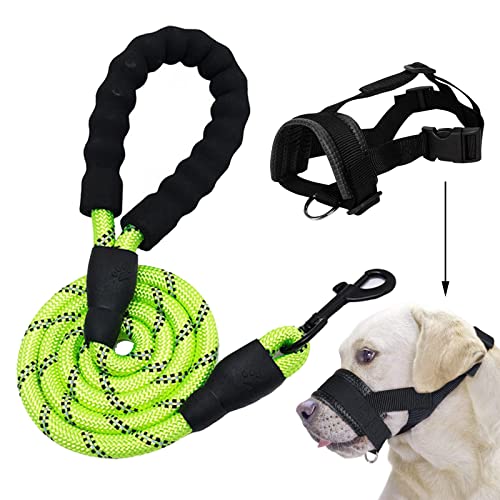 BDSHUNBF 2pcs Correa Perro, Nylon Correa de Perro con Mango Acolchado Suave y Hilos Reflectantes, Ajustable Bozal para Perros, Adecuado para Correr Senderismo para Perros Pequeños Medianos y Grandes