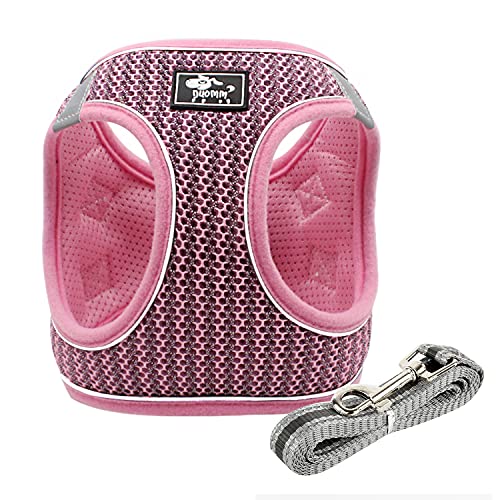 Arnés para Perros pequeños,de Malla Suave Ajustable,arnés de Coche para Perros y Perros,Reflectante para Perros pequeños y medianos,Ajustable para Entrenamiento al Aire Libre(L, Rosa)