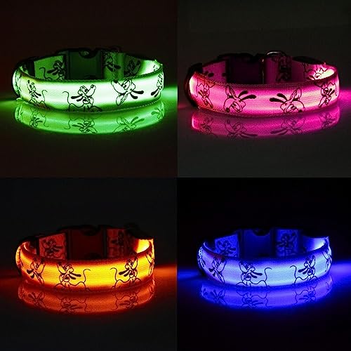 Collar Luminoso Perro con Iluminación Led Collar de Mascota con Luz Reflectante Tamaño Ajustable para Perros Pequeños Medianos Y Grandes Resistente Al Agua (S, AZUL)