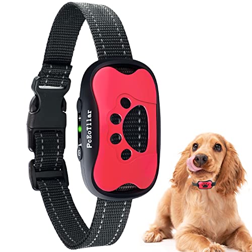 Collar Antiladridos de Perro Recargable para Medianos Grandes Sonido Humano Ajustable y Modo de Vibración para Entrenar Perros Ajuste de Sensibilidad de 7 Niveles - Rosa