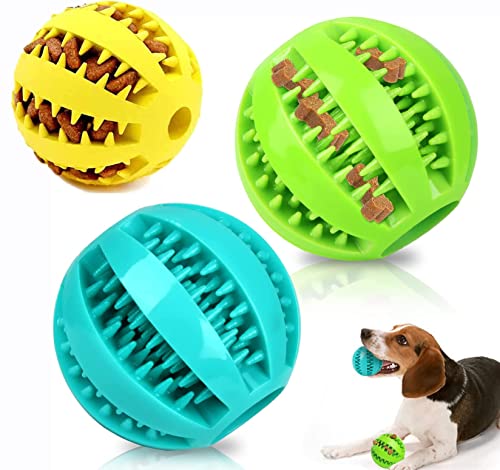 Guidre 3pcs Pelota de Caucho Natural para Perros,Pelota Duradera para Comedero de Perros,Caucho Natural para Perros,Juguete para Limpieza de Dientes de Perro, Juguetes Interactivos para Perros(6cm)