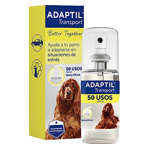 Adaptil Transport - Antiestrés para Perros - Viajes, Transporte, Temblores, Lloros, Jadeos, Inquietud, Tensión - Spray 60 ml