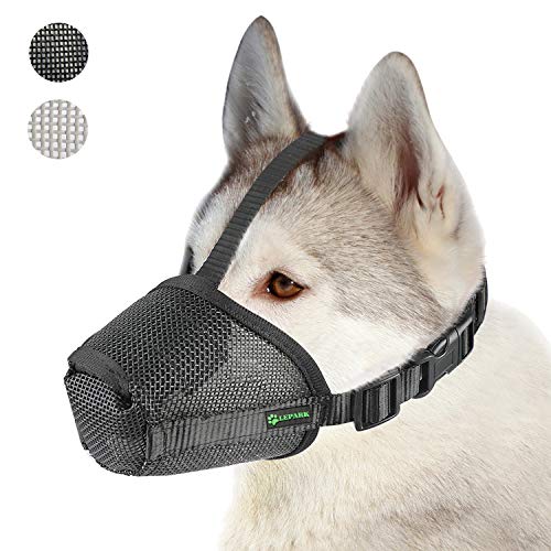 ILEPARK Bozal para Perros de Malla de Nylon con Correa Encima de la Cabeza para Perros Pequeños, Medianos y Grandes - Evita Morder, Ladrar y Masticar(XL,Negro)