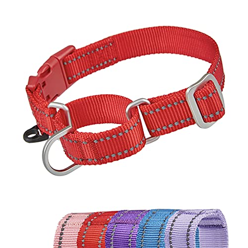 YUDOTE Collares reflectantes de perro Martingale a prueba de escapes, collar de entrenamiento antitirones con hebilla de liberación rápida de seguridad para caninos de cabeza estrecha, fácil caminar,