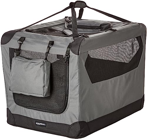 Amazon Basics - Transportín para mascotas suave plegable gris de 30 «