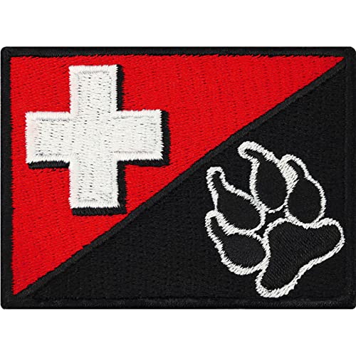 Parche bordado de la bandera suiza K9 de la policía de perro suizo, parche de policía para perros, parche para coser para correa/arnés de pecho, 70 x 50 mm