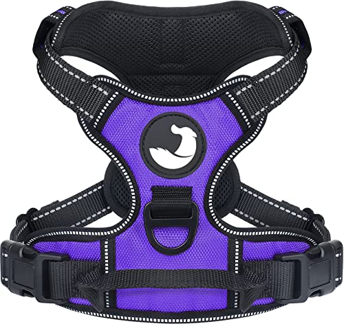 Joytale Arnes Perro Grande Antitirones, Arnes para Perro Ajustable Antiescape con Bandas Reflecantes de Seguridad, Cómodo Transpirable Chaleco para Adiesreamiento Correr, Morado, L