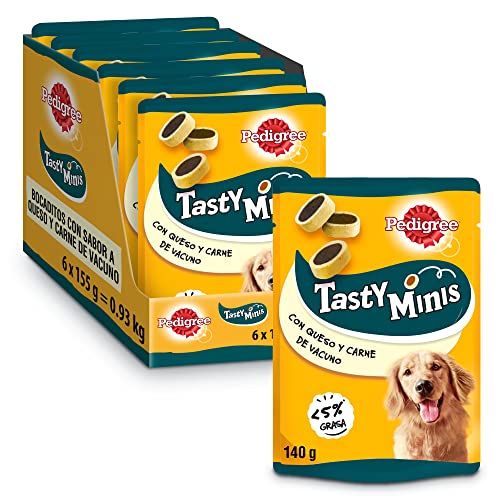 Pedigree Tasty Mini Snacks para Perros sabor Queso y Buey (Pack 6 x 140g)