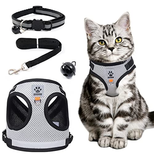 Arnes Gato Transpirable Arnes para Perro Pequeño, Ajustable Reflectante Arnés para Gatos Collares Correas Traje Arnes Gatos Antiescape,Adecuado para Mascotas Pequeñas y Medianas para Caminar Entrenar