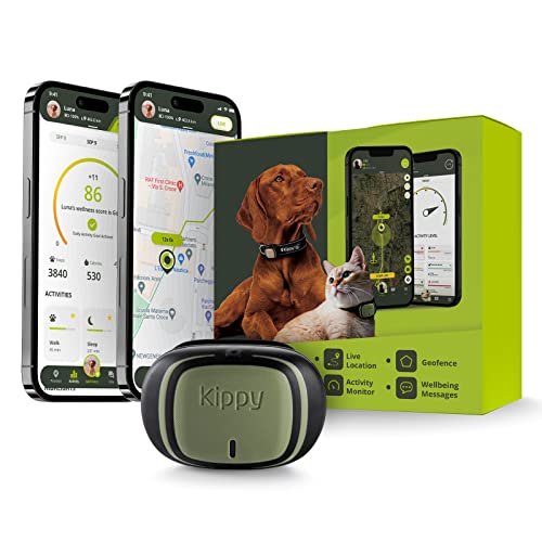 KIPPY - Collar GPS para Perros y Gatos Kippy EVO - Rastreador de Actividad y Salud - Collar GPS Perro y Gato con Alerta Instantánea - GPS para Mascotas con Creación de Vallas Virtuales - Verde