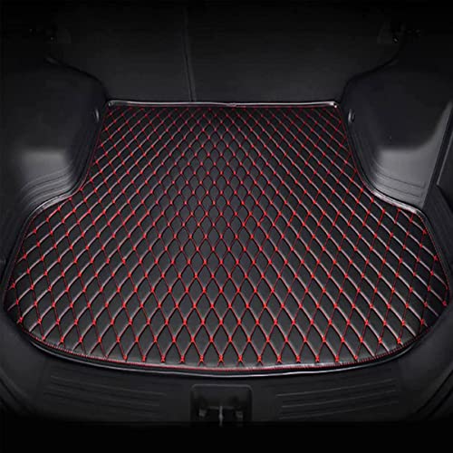 para Mi-ni 3. Gen F56 3-Door Hatchback 2014-2023 Alfombrillas Maletero Coche Antideslizante Estera Alfombra Protectora Cuero Artificial Tronco Trasero Bandeja,C/Black-Red