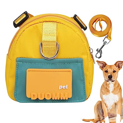 Arnés para perros con mochila, Mochila para perros pequeños, Mochila escolar para cachorros, tela de sarga impermeable, diseño de bolsa de basura oculta para Golden Retriever, Husky, Shiba Biwingarden