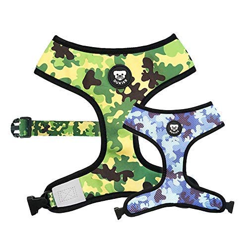 DUKIER - Arnés Reversible para Perro, Chaleco Antitirones, Transpirable y Reflectante para Mascotas, de Neopreno y Malla, Ajustable, Diseño de Camo, Talla M