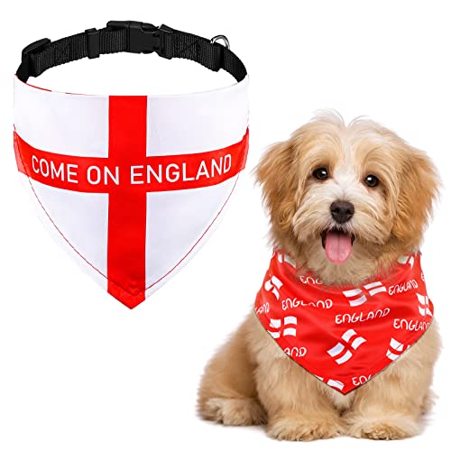 Bandana para Mascotas de Doble Cara con Bandera de Inglaterra Pañuelo Deslizante de Cachorro Collar de Bandana para Perro con Correa Ajustable para Accesorios de Perro, 11x6,1 Pulgadas