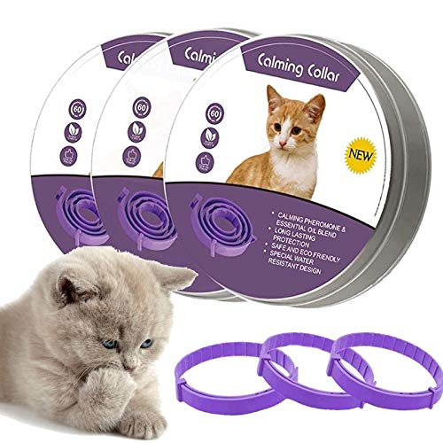 Lopnord Collar de calmante Ajustable para Gatos, Mantiene a la Mascota Duradera, Natural, Tranquilo, Seguro e Impermeable, Collar de Calma para Gatos (Paquete de 3)