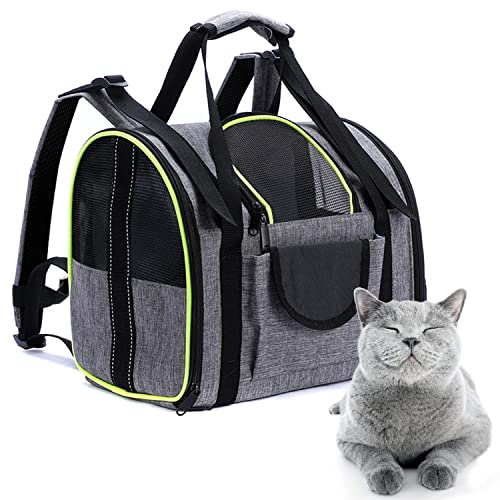 Avvrel Transportin Gato Mochilas para Perros Gatos, Bolsa para Mascotas Plegable, Transportin para Perros Pequeños con Correa de Hombro Ajustable para Viajar en Tren/Automóvil/Avión (Verde)