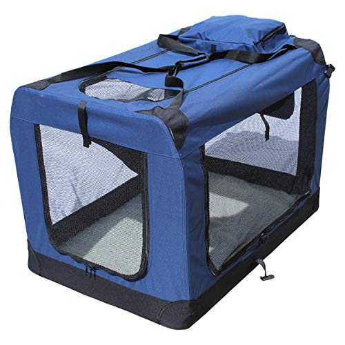 Transportin para perros plegable Yatek de entradas laterales y superiores con alta visibilidad, confort y seguridad para tu mascota de tamaño XXXL (102 x 69 x 69 cm)