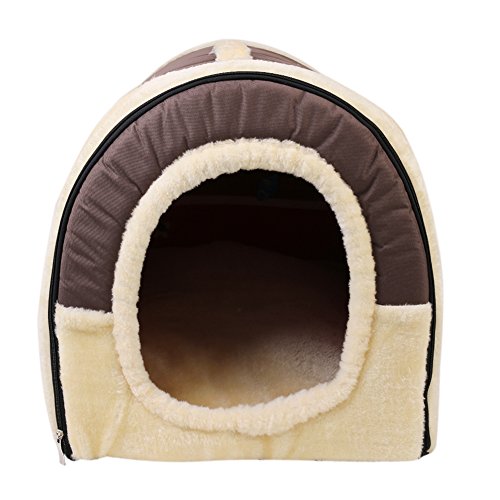 ANCOUS Pet Nido y sofá Cama, Plegable Antideslizante para Perros y Gatos y colchón de Invierno Suave y Acogedor 4 Estilo 3 tamaño (M,Marrón)