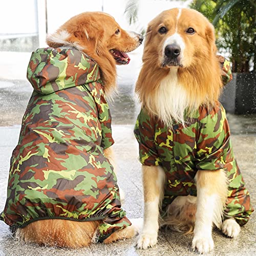 Oslueidy Impermeable para Perros, Impermeable Chaqueta Abrigo para Perros, Impermeable de Camuflaje para Mascotas con Agujero para arnés para Perros pequeños medianos y Grandes (X-Large)