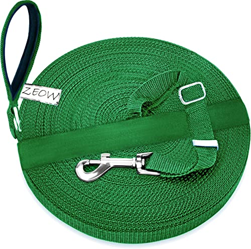 Citrion - Correa de entrenamiento extra larga para perros y cachorros, 10 m de largo con gancho de metal fuerte, mango acolchado suave para entrenamiento y seguimiento de mascotas, color verde