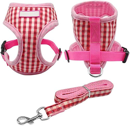 gengxinxin Ajustable Cómodo Chaleco con Cinturón De Arnés para Perro para Correr Pasear Cute Grid Pet Cachorro Arnés Correa Chaleco Paseador Perro Rosa Cachorro Chihuahua York S M L-s_Rosado