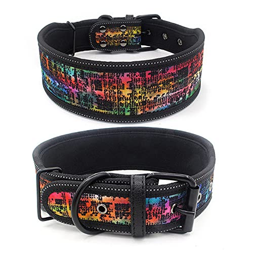 Collar de Perro Grande Reflectante de 10 Colores con Hebilla Collar Ajustable para Mascotas para Perros pequeños, medianos y Grandes Correa para Perros, arcoíris, S