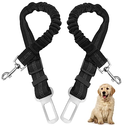 Nutabevr 2 piezas Cinturon Seguridad Perro Coche, Cinturón de seguridad para perros con longitud ajustable, Arnés Mascotas Coche Universal con Acero inoxidable Mosquetón, para todos los perros y gatos