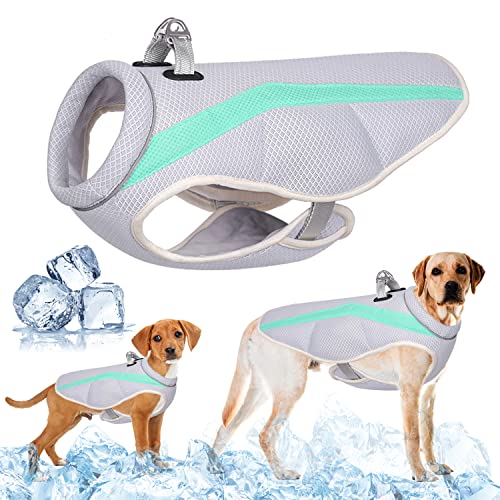 Chaleco Refrescante para Mascotas Arnés Refrescante para Perros Grandes Medianos Pequeños Chaqueta Refrescante con Anilla en D y Correas Ajustables,Adecuado para Correr, Caminar, Escalar Montañas, L