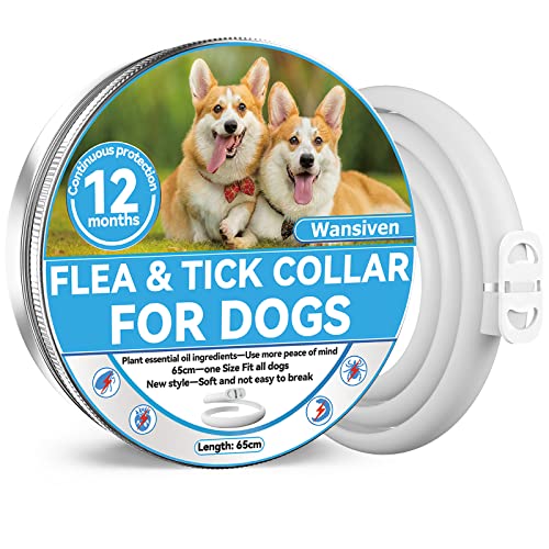 Wansiven Collar Antipulgas para Perros, Collar Antiparasitario e Impermeable de 65cm para Perros, 12 Meses Eficaz para Repeler Pulgas y Garrapatas Durante, Apto para Perros Pequeños