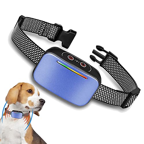 Prechkle Collar Automático Antiladridos para Perros, Módulo Inteligente de Detección de Ladridos, Resistente al Agua IP67, Sonido de Vibración Modo-E, 4 Niveles de Sensibilidad, Recargable - Azul