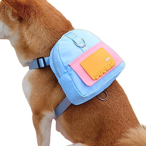 Yajexun Arnés para Perros con Mochila, Mochila para Perros para Senderismo, Mochila Escolar para Cachorros, Tela de Sarga Impermeable, diseño de Bolsa de Basura Oculta para Golden Retriever, Husky