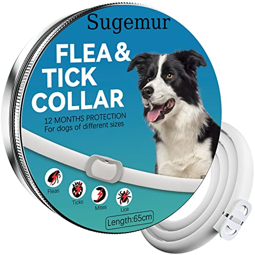 Sugemur Collar Antiparasitario, 12 Meses de Protección Antipulgas Impermeable Fórmula Natural Apto para Todos los Perros 65cm