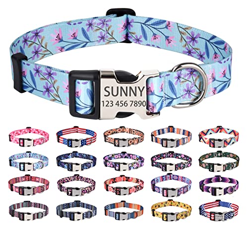 Mihqy Collares personalizados para perros, collar de perro grabado personalizado con nombre y número de teléfono, ajustable para perros extra pequeños, medianos y grandes, 10 colores para cachorros