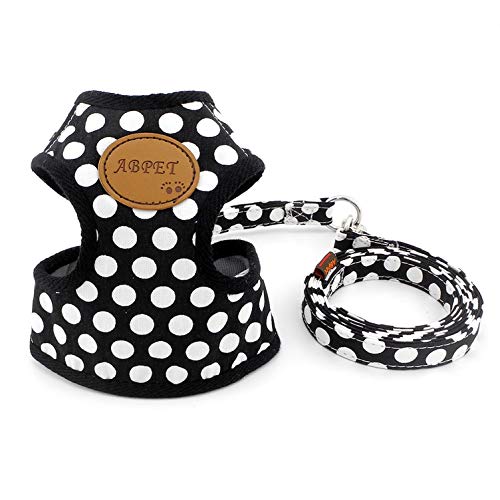 smalllee_lucky_store Chaleco Perro o Gato, Suave, Malla de Nailon, con Correa y arnés, Color Negro, Talla S