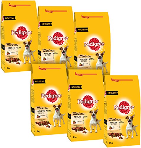 PEDIGREE Adulto Mini - Croquetas para Perros pequeños (<10 kg) - Pollo - Juego de 6 de 2 kg