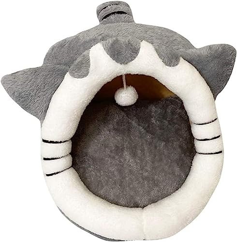 Caseta para Gatos y Perros, cómoda caseta de Felpa para Perros, Arena para Mascotas, Arena para Gatos para Dormir profundamente, Cama para Dormir, Accesorios para Perros (Gris 1)