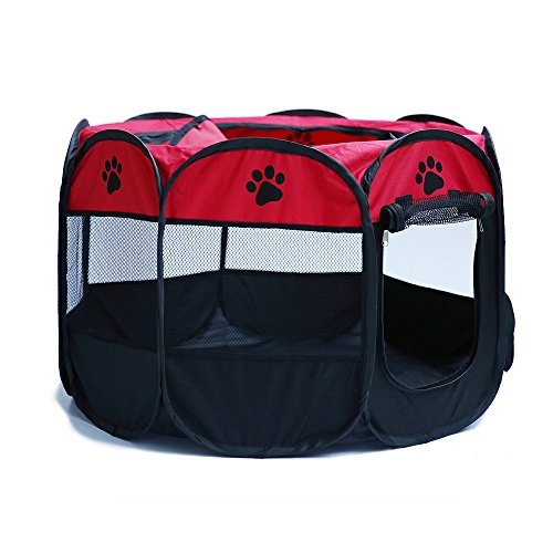 Bulz - Parque de juegos para mascotas, portátil, plegable, para perro, gato, cachorro, caseta de ejercicio interior, casa de lactancia para mascotas, cubierta de malla extraíble y plegable