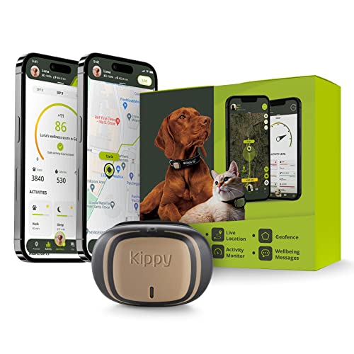 KIPPY - Collar GPS para Perros y Gatos Kippy EVO - Rastreador de Actividad y Salud - Collar GPS Perro y Gato con Alerta Instantánea - GPS para Mascotas con Creación de Vallas Virtuales - Marrón