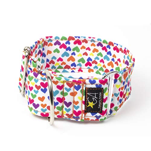 Galguita Amelie, 5cm de Ancho Talla M (30-39cm), Collar para Perros. Corazones