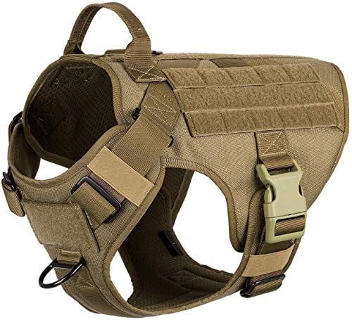 Arnés táctico ligero para perros con mango, chaleco Molle de entrenamiento de trabajo K9, clip frontal sin tirar, panel de gancho y bucle para identificación de perro parche personalizado