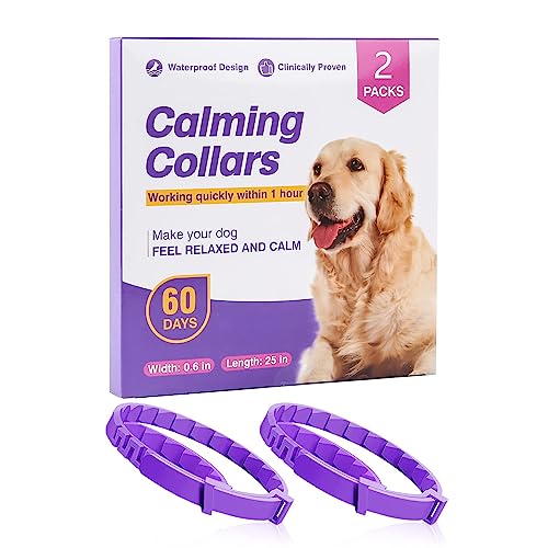 Collar Calmante para Perros Y Gatos, Collar Calmante Feromonas, Tamaño Ajustable, Seguro E Impermeable, Calma Y Calma Los Nervios, Alivia La Ansiedad para Perros Y Gatos(2 Piezas)