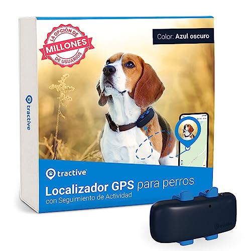 Tractive - GPS perros, Localización en tiempo real, Distancia ilimitada, Alertas antifuga, Impermeable (azul oscuro)